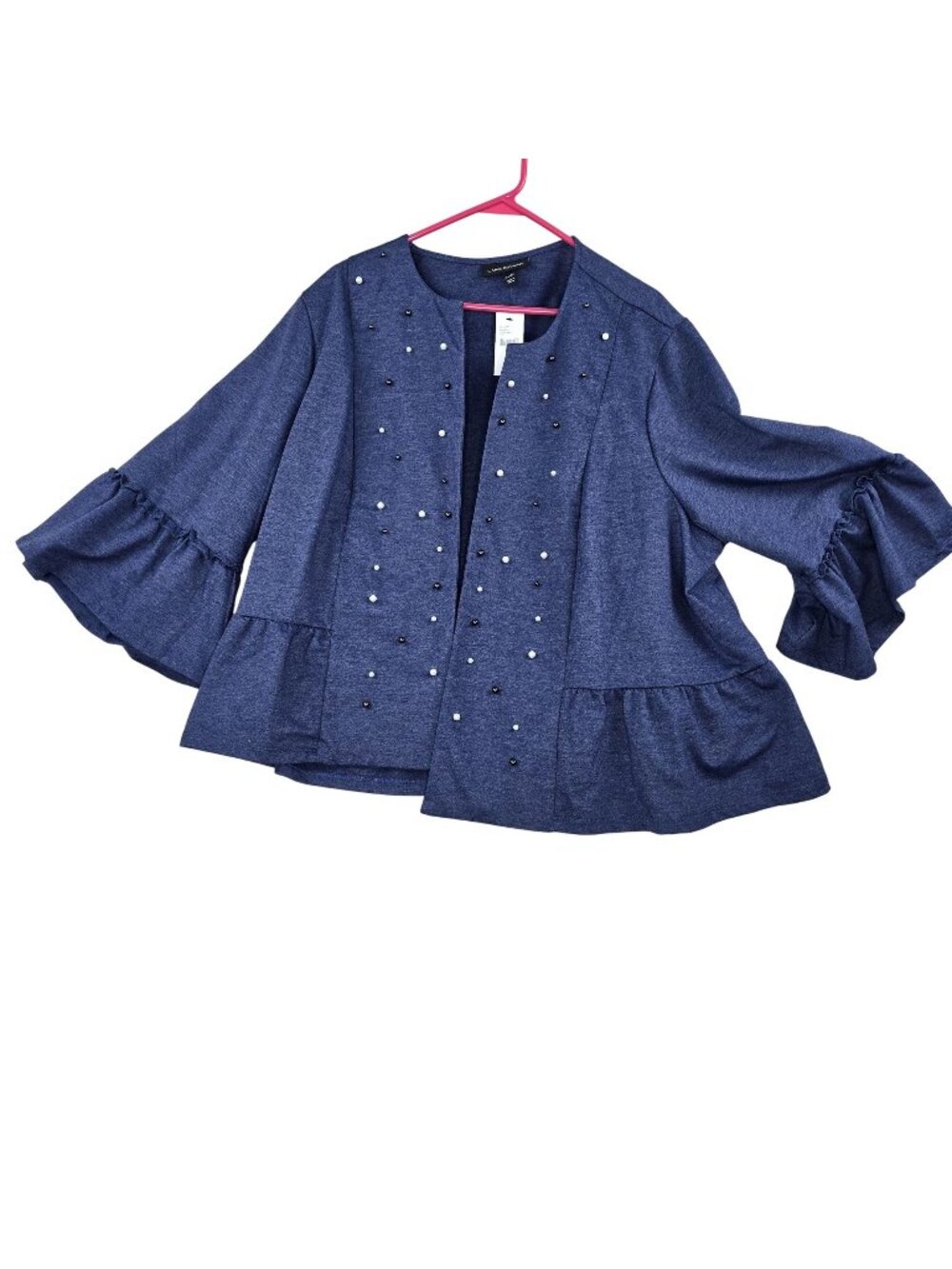 Lane Bryant Womens Open Cardigan Navy Blue Size 26/28 Polyester-Cotton
